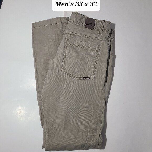 Prana Slim Fit Beige Men's Canvas Pants Size 33 x 32 - Picture 1 of 7